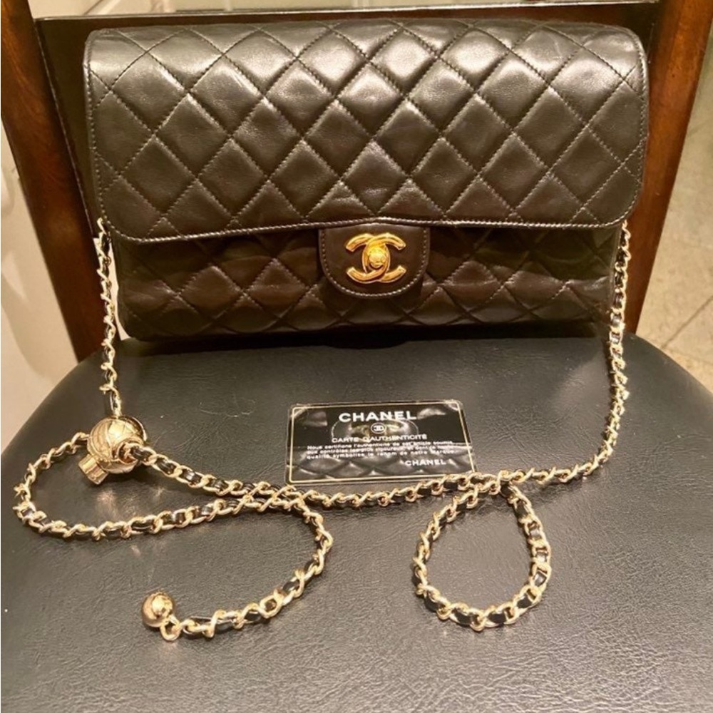 Authentic Chanel lambskin clutch
